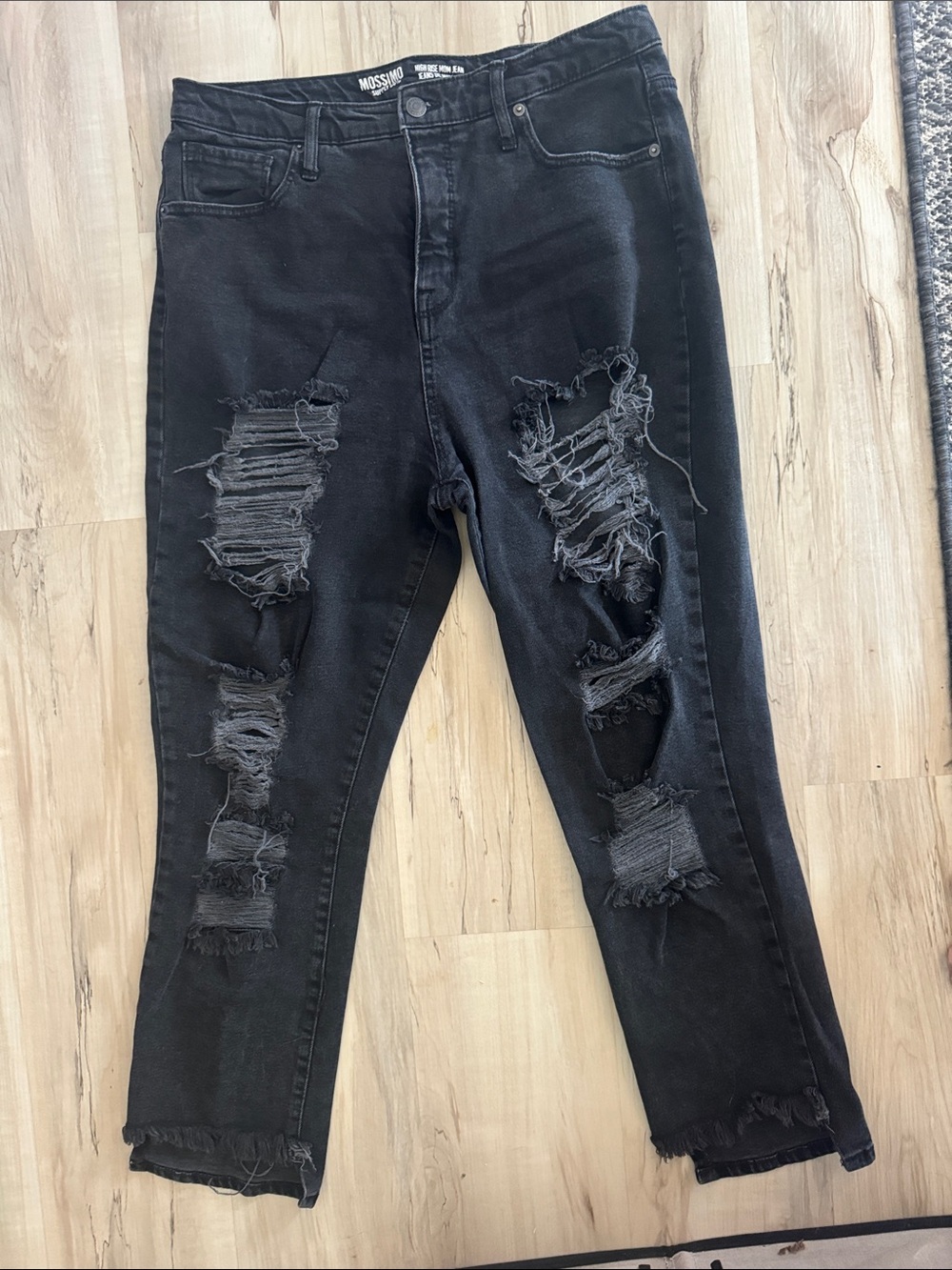 Mossimo Supply Co. Black Distressed Boyfriend Jeans